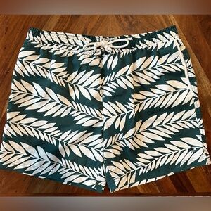 Penguin Munsingwear Swim Trunks Mens XL Shorts Lined Green/ White leaf print